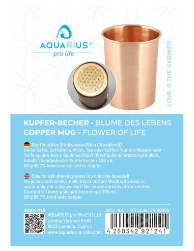 Copo de cobre | Flor da vida | Caneca para beber 300ml