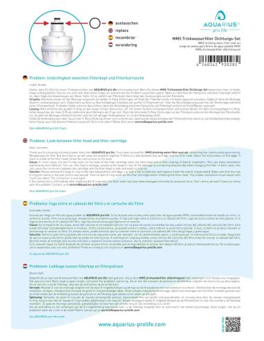 Conjunto de vedação do filtro de água potável MMS