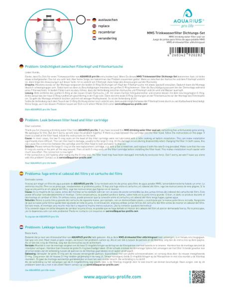 Ensemble de joints pour filtre à eau potable MMS