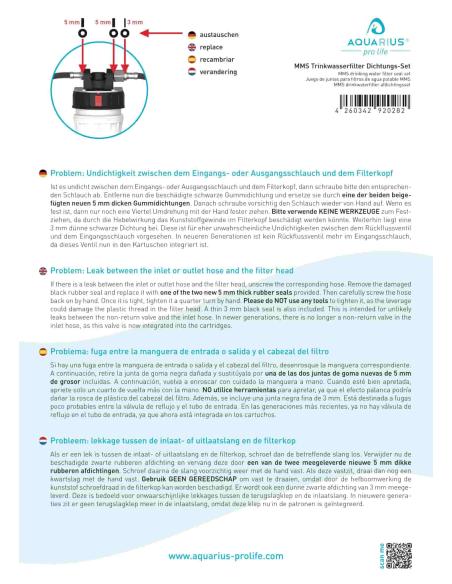 Ensemble de joints pour filtre à eau potable MMS