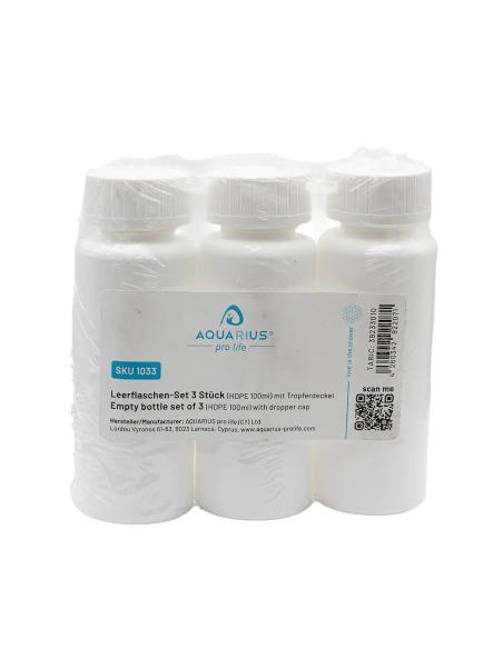 Juego de 3 botellas vacías de HDPE de 100 ml con tapón cuentagotas